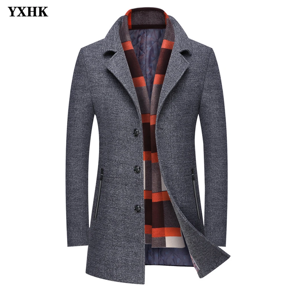 

2019 Brand Men's Winter Autumn Thick Woolen Coats Jackets Hombre Male Casual Slim Fit Business Jackets Parker Windbreaker
