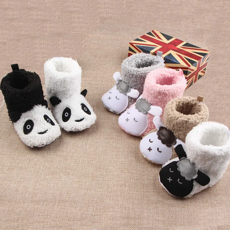 

Baby Winter Warm Fleece Booties Cute Cartoon Animal Style Snow Boots Non Slip Toddler First Walkers