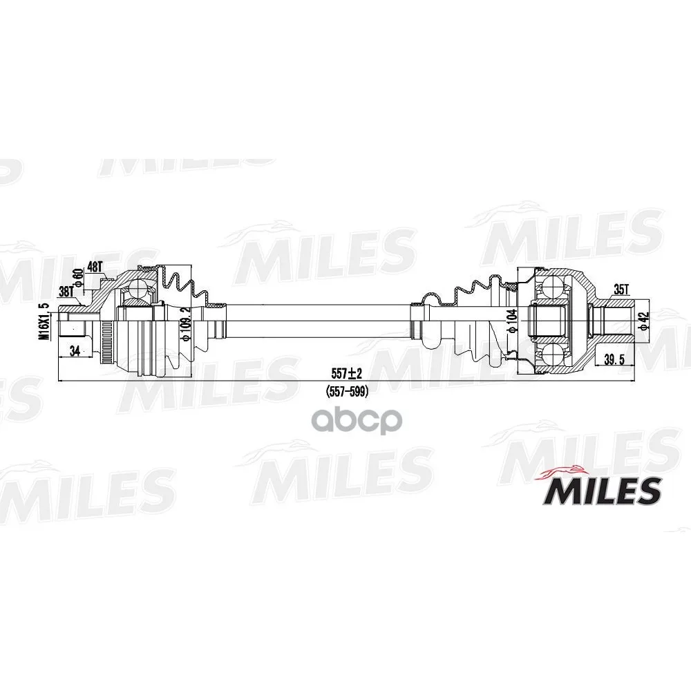 Привод В Сборе Ford Galaxy/Vw Sharan 1.8t-2.3 95-00 Прав. Abs Мкпп Miles Gc02136 Miles арт. GC02136