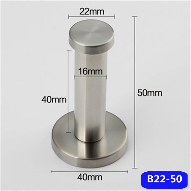 50mm Одинарный настенный крючок из нержавеющей стали, цилиндрический крючок для одежды, полотенце для дома, кухни, двери, стены, окна, вешалка, держатель, вешалка - Цвет: 50mm