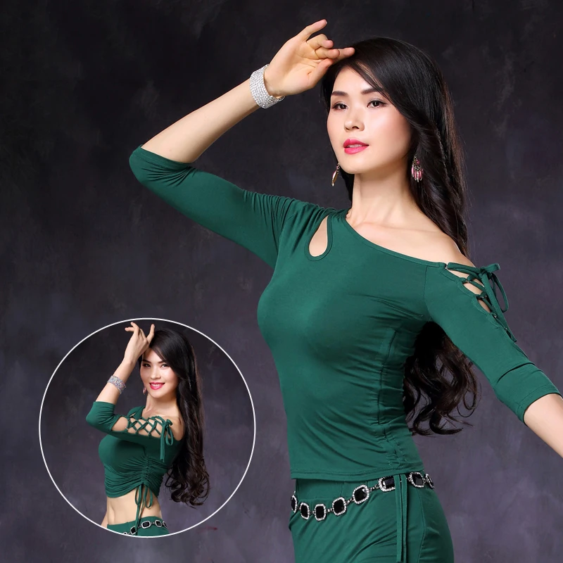 Green Tops Сексуальные топы для танца живота, Модальная одежда для восточных танцев, Женская современная одежда для занятий танцами, для йоги, для выступлений, костюм для танца живота, VDB1269 - Цвет: Green Tops