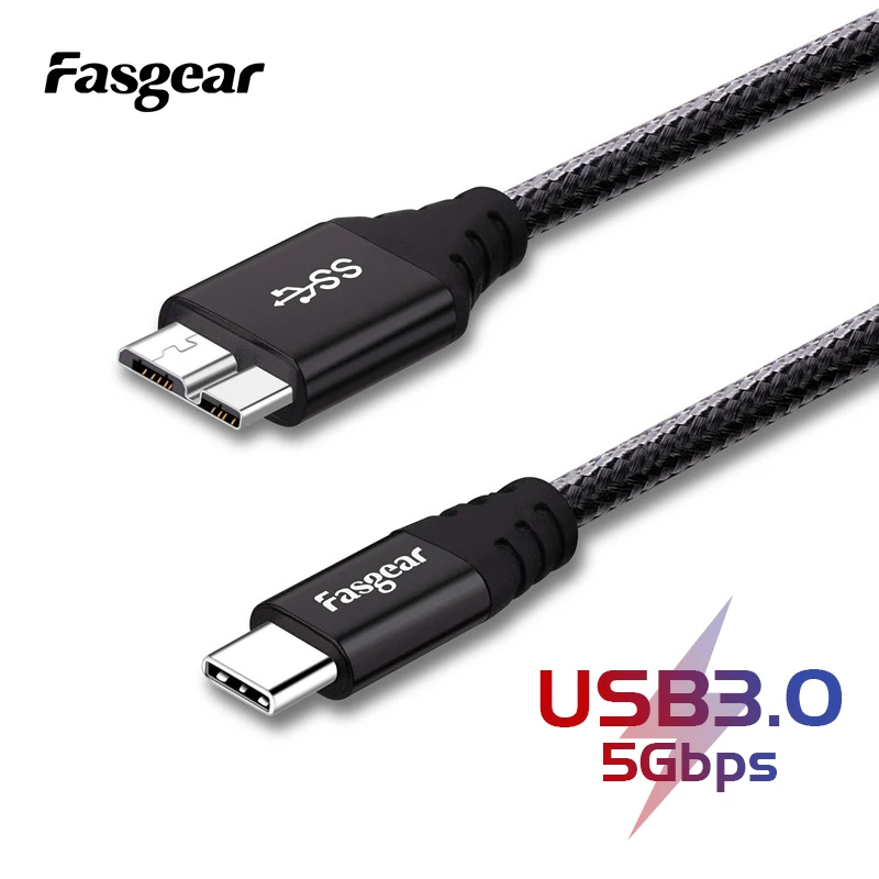 usb to hdmi cable Fasgear Micro B USB C 3.0 Cable 5Gbps Fast Data Sync Cord For Samsung External Hard Drive Macbook WD Toshiba USB 3.0 Cables hdmi converter