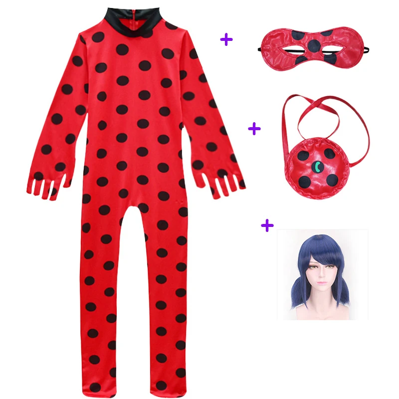 set-pa-ba-wig Одежда для малышей; костюмы на Хэллоуин для девочек; костюм божьей коровки из спандекса для детей; Рождественский комплект для девочек с сумочкой для парика - Цвет: set-pa-ba-wig