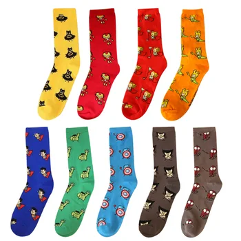 

Marvel Comics Hero Mens Happy Socks Autumn Iron Man Captain America Fashion Streetwear Hip Hop Sock Men EUR 38-43 401