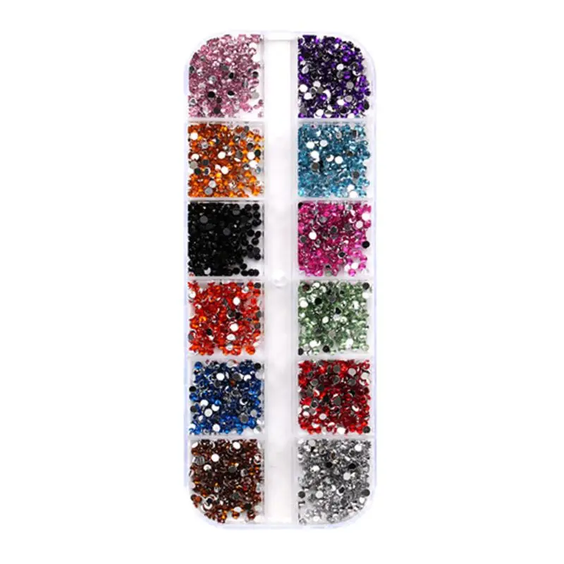 6 Pcs/set Nail Sequins Studs Rivets Colorful Rhinestones Kit with Tweezers R3MF
