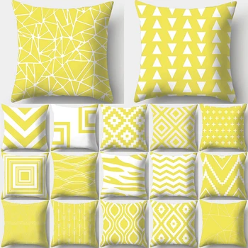 

Yellow Geometric Pattern Decorative Cushions Pillowcase Polyester Cushion Cover Throw Pillow Sofa Decoration Pillowcover 40931
