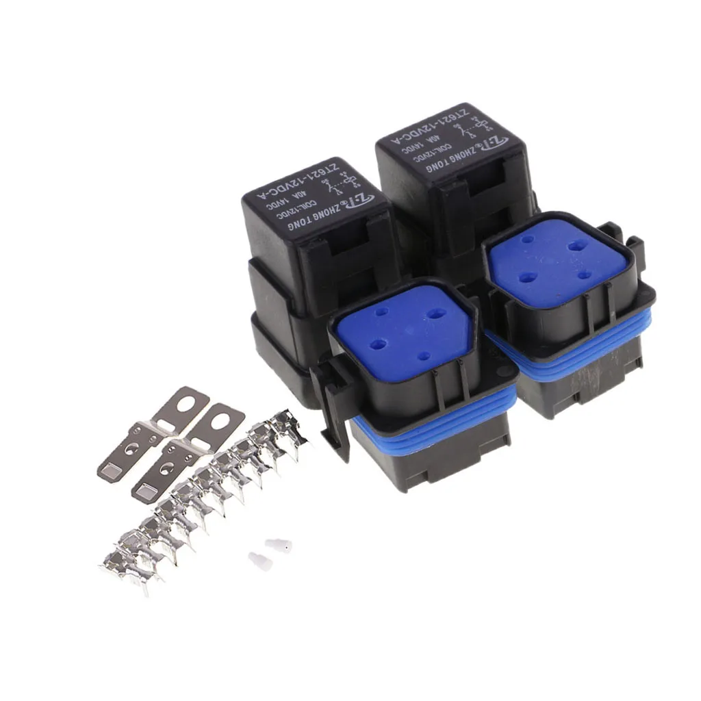 2 Set Car Motorcycle Boat 12V 40A Car Vehicle 4Pin Relay Socket Terminal Kit