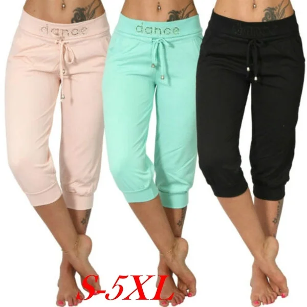 Women 3/4 Joggers Pants Casual Elastic Waist Women Sport Pants Capri Hose Strass Dance Paisley Drawstring Female Trouser Women 3/4 Joggers Pants Casual Elastic Waist Women Sport Pants Capri Hose Strass Dance Paisley Drawstring Female Trouser