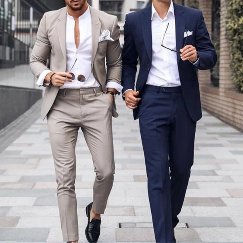 57Classy Wedding Tuxedos Mens Suits Slim Fit Bridegroom Tuxedos For Men Two Pieces Groomsmen Attire Groom Outfit Cheap Formal Business Jackets