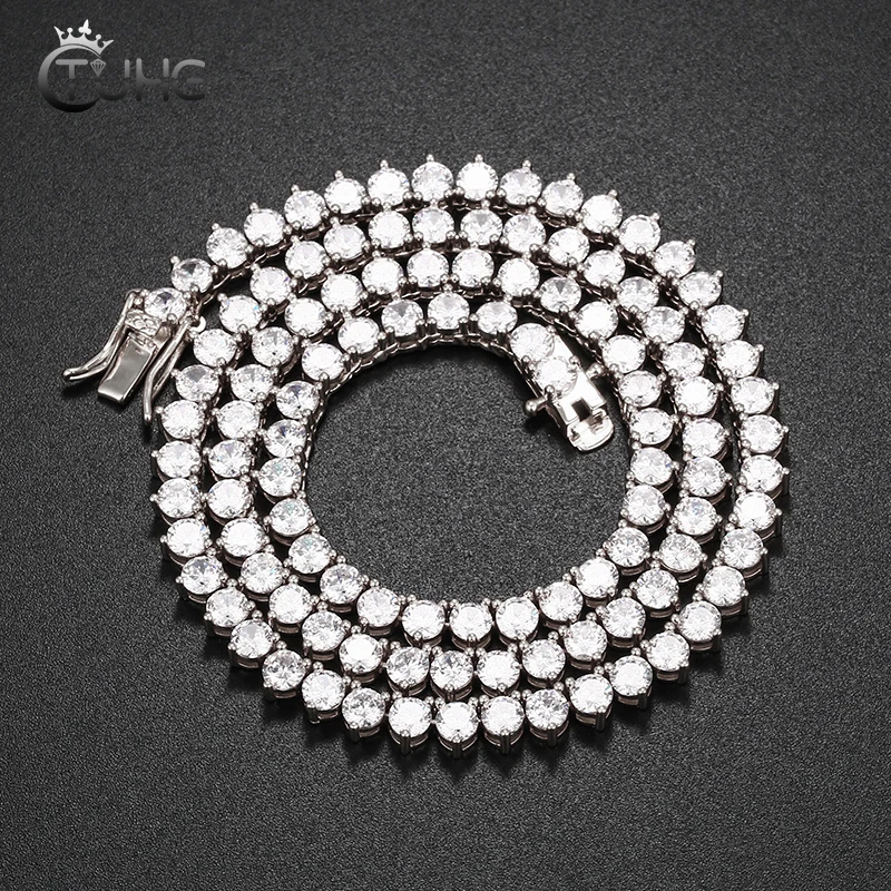 Новый дизайн 3 коготь 5 мм теннисная цепочка ожерелье Iced Out Bling AAA Циркон 1 Ряд