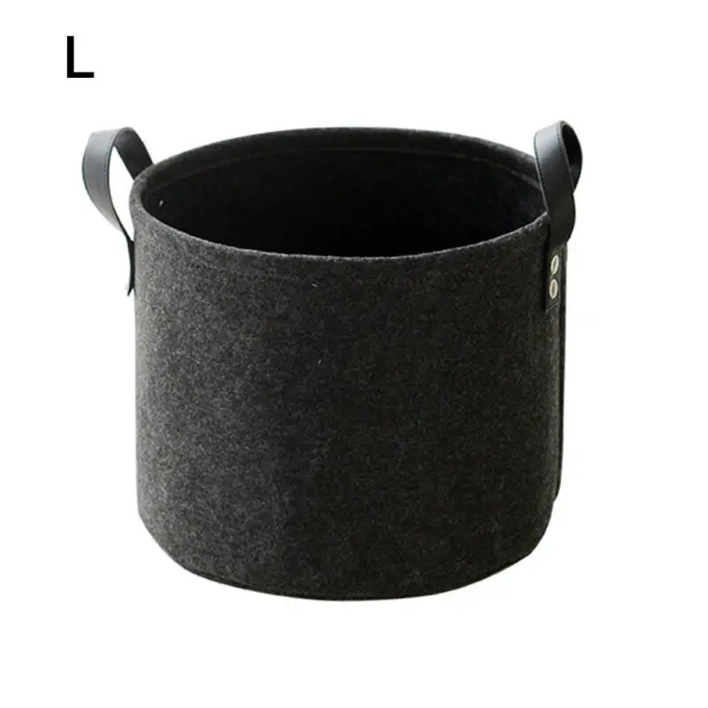Storage Basket Organizer Bin Large Woven Felt Round With Handle Collapsible 1pcs