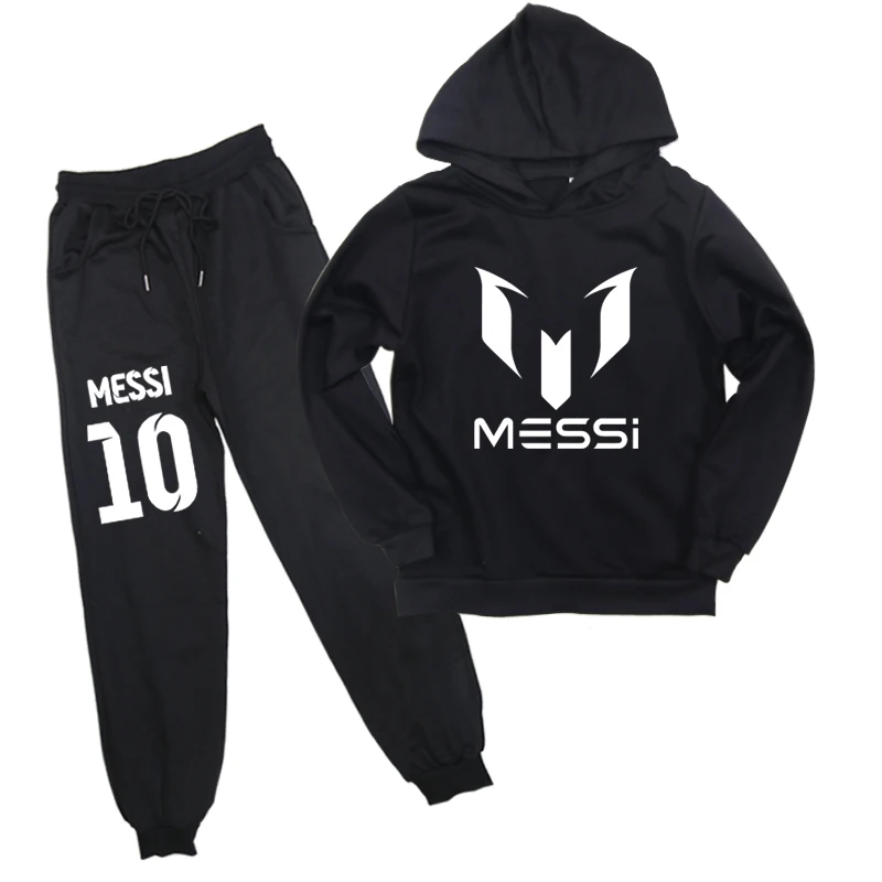 Messi 10 Толстовка и штаны, костюм Детская толстовка с капюшоном, модная повседневная толстовка с длинными рукавами для мальчиков и девочек спортивные пуловеры, топы для детей