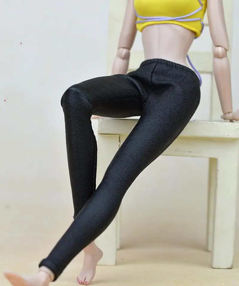 

High Quality Handmade Black Elastic Leather Bottoms Pants Trousers For Barbie Doll Clothes Fashion Outfit For 1/6 Dolls Kids Toy