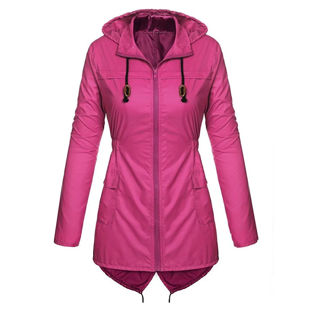Hot Pink Непромокаемый дождевик для женщин, непромокаемый ветрозащитный плащ, велосипедная куртка с капюшоном Capa de chuva Regenhoes - Цвет: Hot Pink