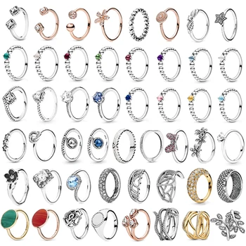 

PDB JZ 10 Original Brand 100% 925 sterling silver ring with sparkling logo original design leaf retro multi-wrap ring