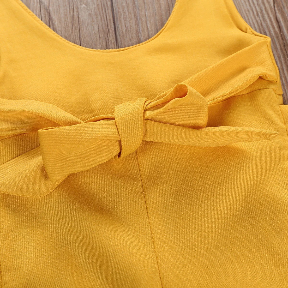 Модная повседневная одежда для маленьких девочек желтый комбинезон брюки комбидресс комбинезон