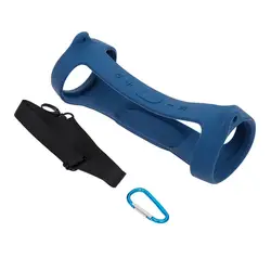 Premium Silicone Case with Strap and Carabiner for Portable Bluetooth Speakers (Navy Blue)