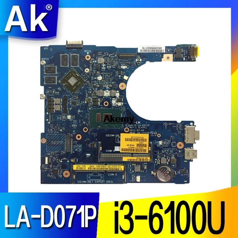 

Free shipping For Dell Inspiron 15 5559 Laptop Motherboard AAL15 LA-D071P With i3-6100u CPU motherboard tested 100% work