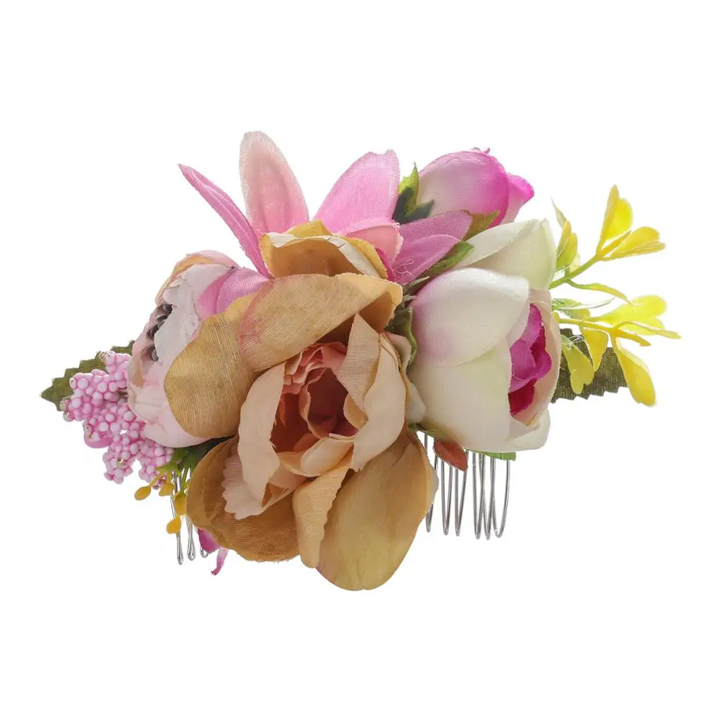 Molans Boho Bridal Hair Combs Rustic Wedding Floral Women Stimulation Flower Hairpins Brides Hair Accessories Greenery Combs - Цвет: 19