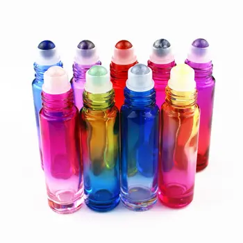 

9pcs/lot Natural Gemstone Roller Ball Bottle 5ml 10ml Thick Essential Oil Roll On Bottles Empty Refillable Perfume Bottles