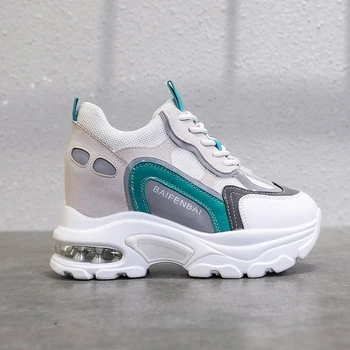 

2020 Autumn Wedge Sneakers For Women Chunky Shoes Brand Fashion Walking Trainers Platform Casual Shoes Woman Vulcanize Shoes 9cm