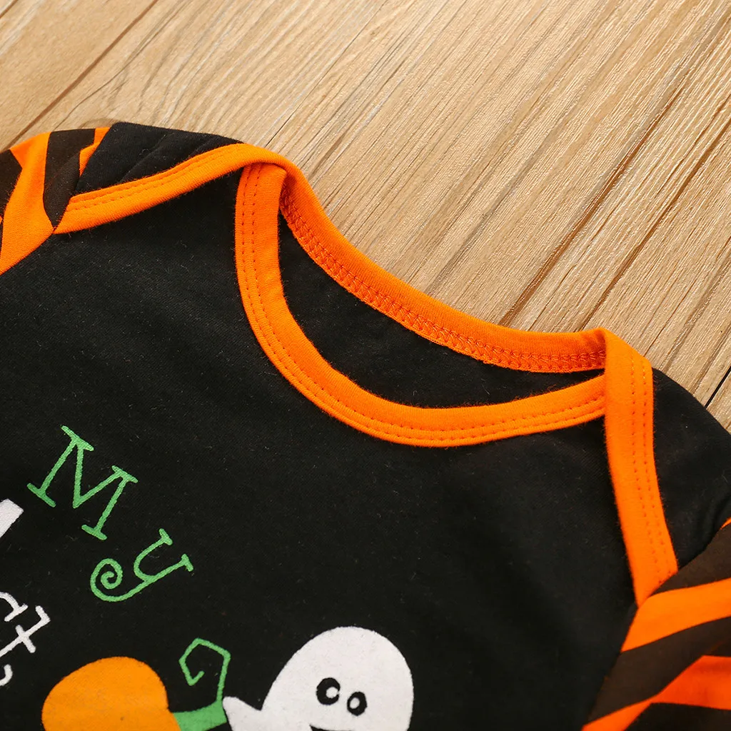 2020 hot selling costume halloween new style Baby Girls Boys Halloween Pumpkin Clothes Set Infant Romper Hats 2Pcs Outfits