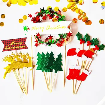 

New Cake Topper Christmas Cake Decoration Cake Topper Pine Tree Christmas Hat Christmas Stocking Christmas Deer Cake Topper