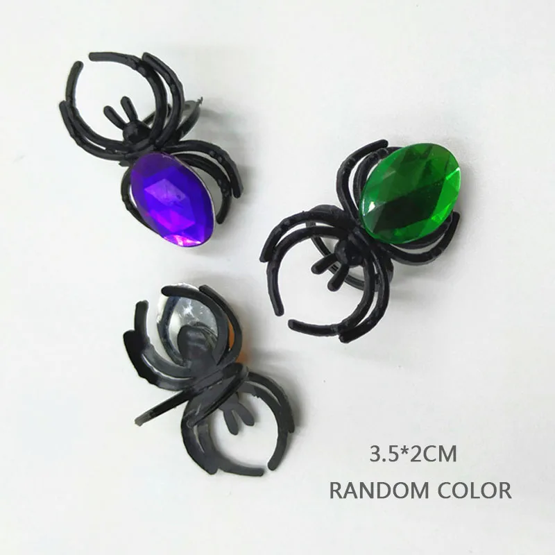 Halloween Spider Open Rings Plastic Crystal Finger Rings Favors Children Toys