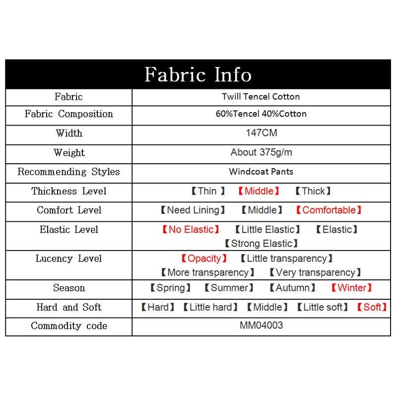 The Cloth 375g/m weight Soft Twill Tencel Cotton Fabrics Materials Autumn Women Windcoat Pants Sewing Cloth Freeshipping