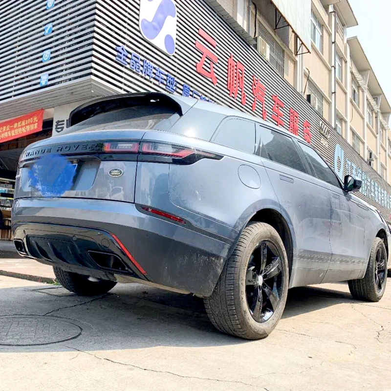 Velar серебристый/черный ABS пластиковый диффузор задний спойлер для губ в комплекте для Land Rover Velar