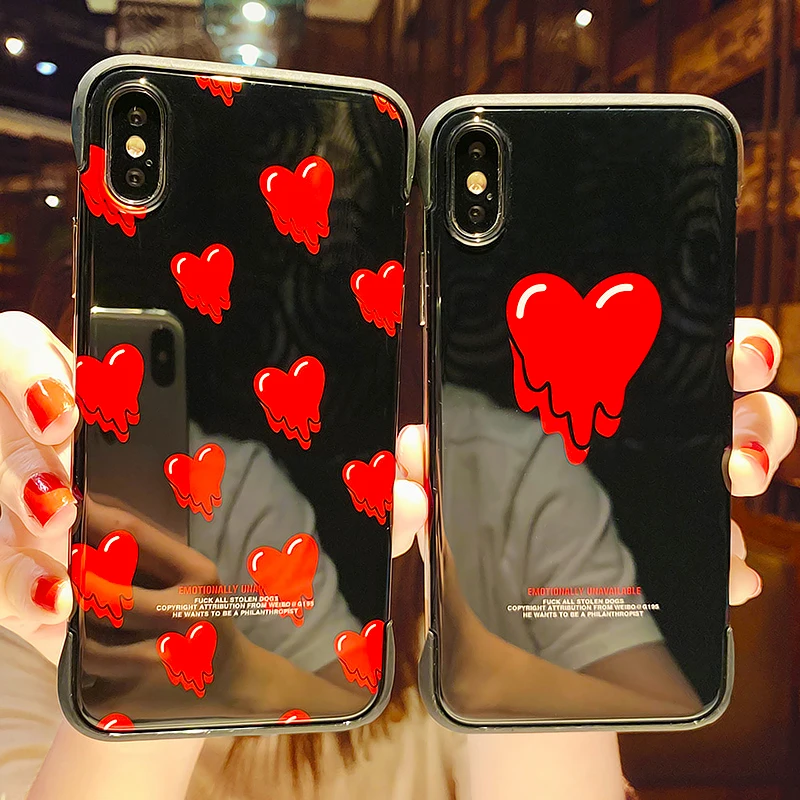 

Fashion Heart Love Bluray Case For iPhone X XR XS Max Silicone Cover Heart Love Pattern Luxury Hard shell IMD Glossy Phone Cases