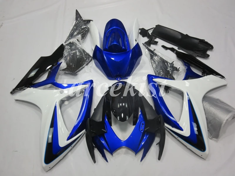4 подарки ABS Полный Мотоцикл Обтекатели комплект кузов набор подходит для suzuki GSX-R 600 750 2006 2007 06 07 GSXR600 GSXR750 синий белый