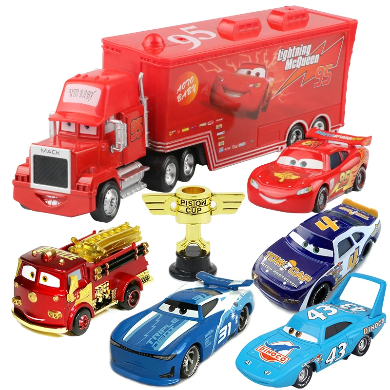 Disney Pixar Cars 2 3 1 Toys Lightning McQueen Mack Uncle Truck 1:55 Diecast Model Car Toys For Boys Children Birthday Gift