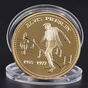 

Elvis Presley 1935-1977 The King of N Rock Roll Gold Art Commemorative Coin Gift