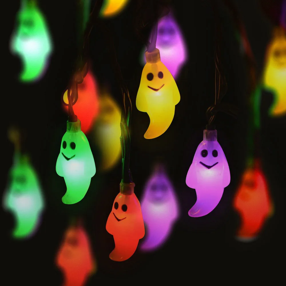 Хэллоуин призрачная лампа 1,2 м 10LED Ghost гирлянда огни для украшение на празднование хэллоуина хэллоуин свет шнура стены подвесное освещение