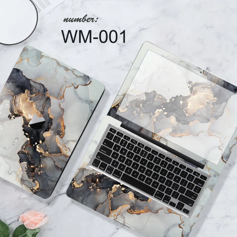 Black Marble Laptop Skin Notebook Sticker for macbook Air 11A1465 A1370 / A2179 / Pro Retina 13 A1502 A1425 Pro 13 A1278