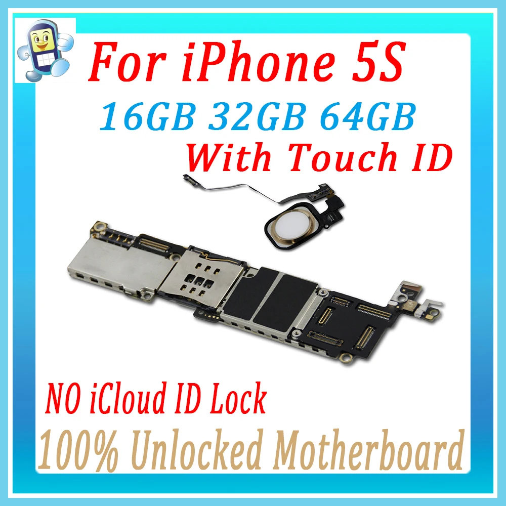 

Factory original Motherboard For iPhone 5S Unlocked Mainboard With / Without touch ID Logic Board with IOS system Panel