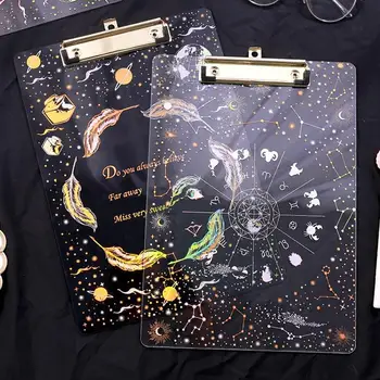 

Starry Sky Pattern Acrylic Writing Pads Folder A4 File Holder Fashionable Drawing Filing School A4 Clipboard Special Portable
