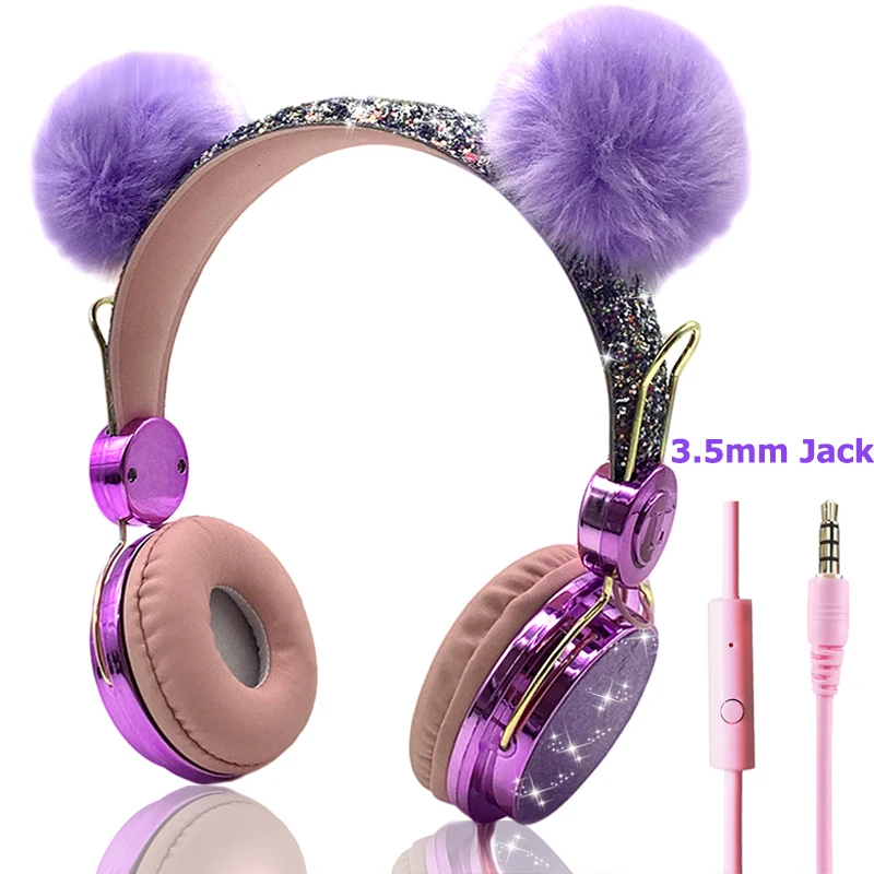 Kids Headphones Cute Wired Headphone With 3 5mm Audio Jack And Microphone For Girls Daugther Music Earphone Adjustable Headset