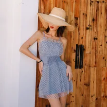 Новинка, Женский Бандаж в горошек, Цельный купальник, одежда для плавания, пляжное платье, купальный костюм, летний сексуальный купальный костюм, одежда для плавания, пляжная одежда