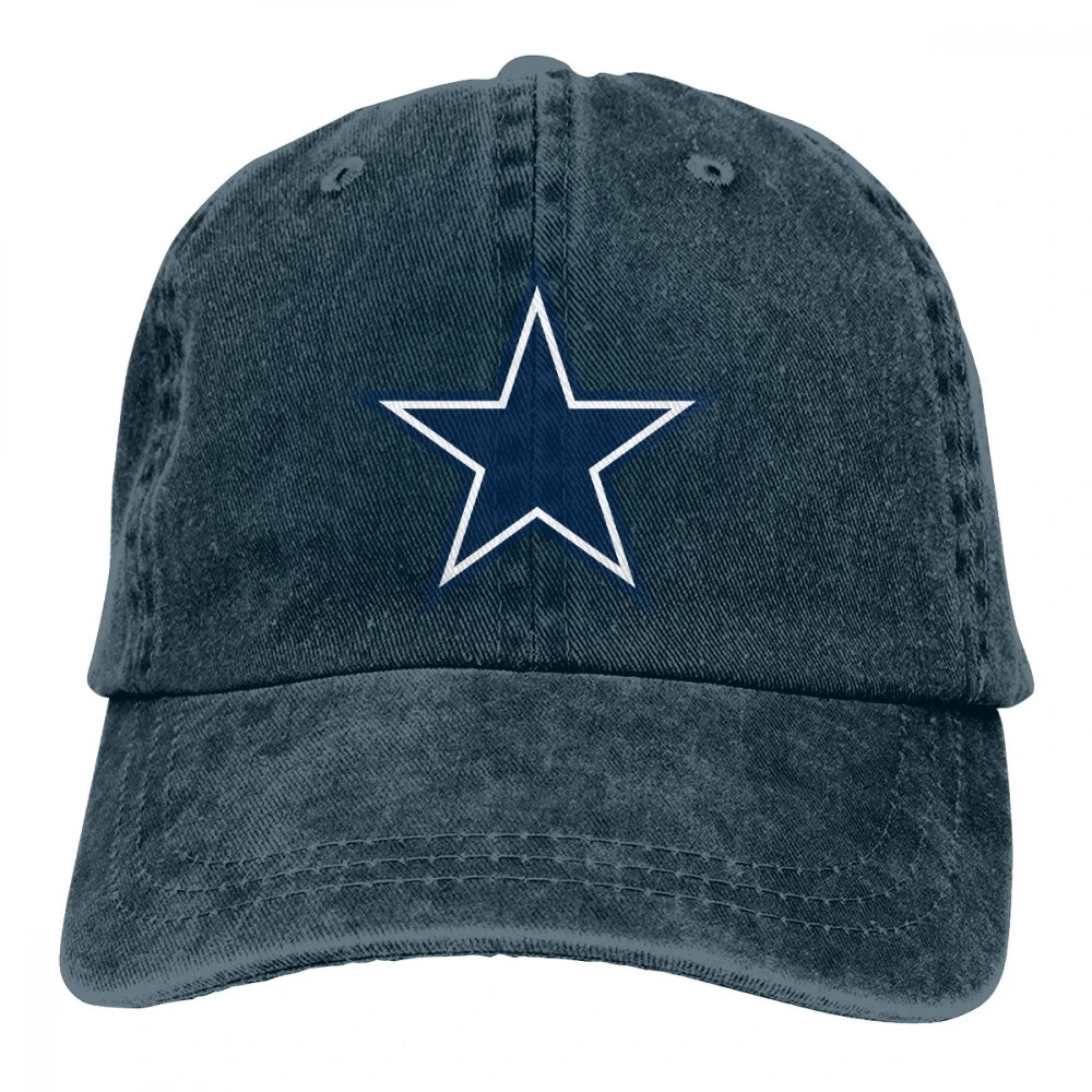 Голубая звезда Casquette натуральный унисекс Мужские Женские джинсовые бейсболка с ремешком кепки Регулируемый Гольф папа шляпа - Цвет: Тёмно-синий