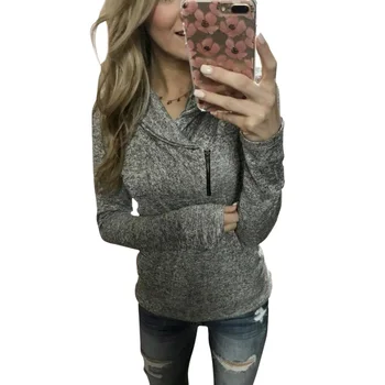 

Women Sweatshirt Slim Pullover Office Daily Solid Color Casual Polyester Zipper Outwear Home Long Sleeve Shopping Soft