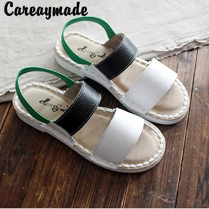 

Careaymade-Genuine Leather Sandals,pure handmade shoes,the retro art mori girl Flats shoes, literature Casual shoes