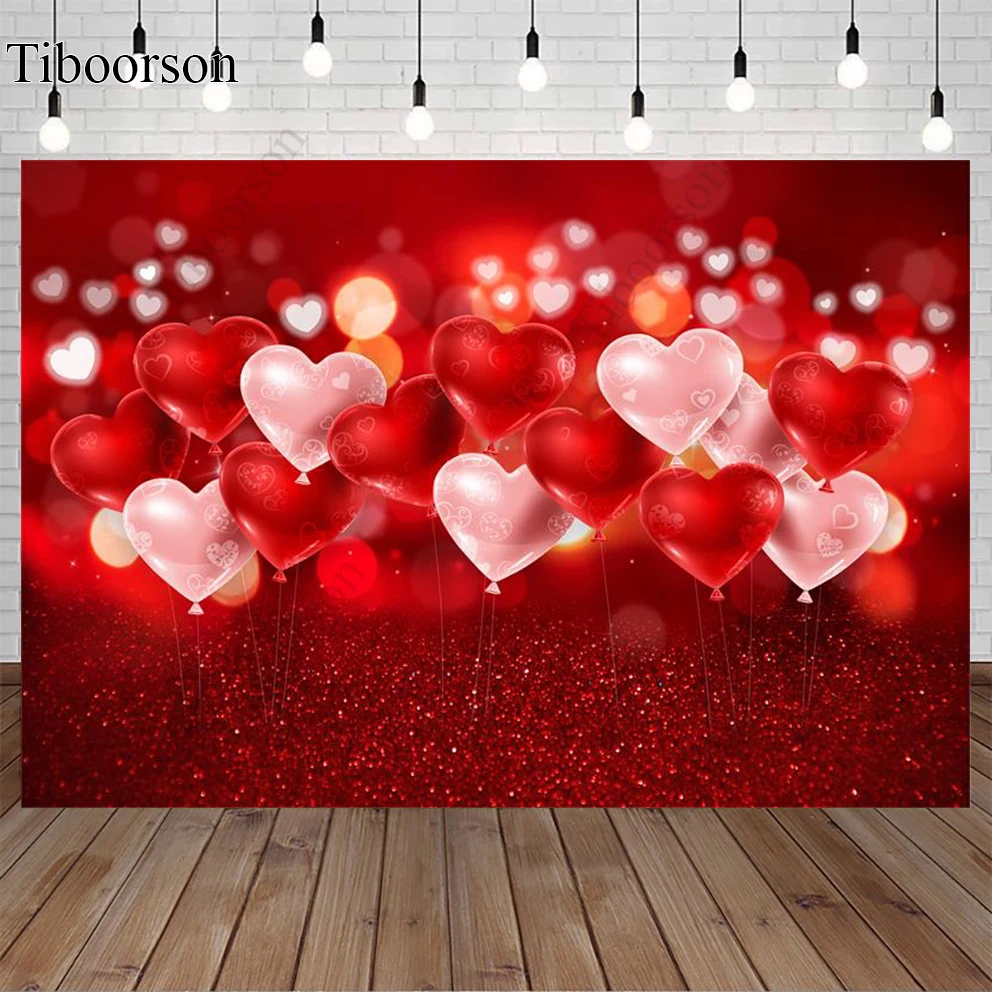 Romantic Valentine's Day Red Love Balloon Photography Background Photocall Studio Celebration Party Backdrops Decor Props Banner |