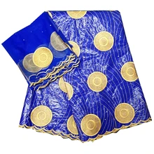 Белый Африканский Базен Riche Getzner Чистая кружево из ткани жаккардового переплетения вышивка золото Базен Riche для свадебного платья 7 ярдов Новинка