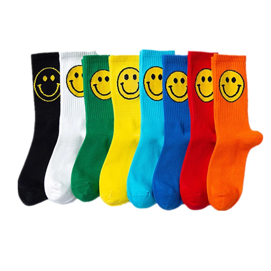 long socks for women Fashion Big Smile Face Plus Size Women Socks Cotton Creative Personality Pure Color Funny Socks for Ladies Meias 091402 winter socks for women