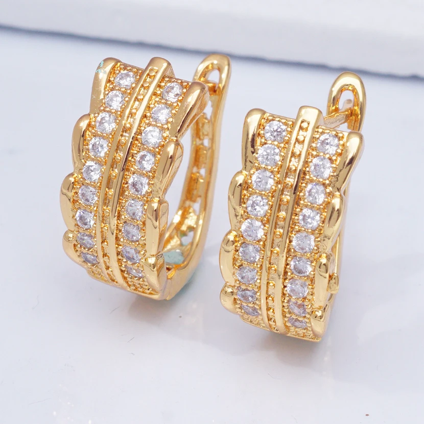 Индийские ювелирные изделия Роскошные Дизайнерские золотые серьги AAA кубический цирконий маленькие серьги-кольца для женщин новые 31 различные стили - Окраска металла: ZM0138