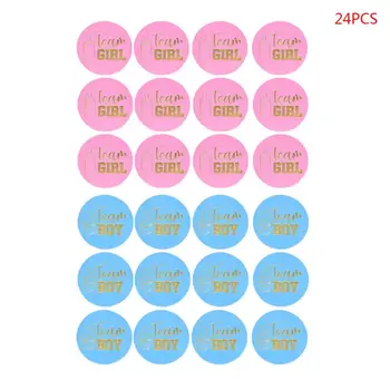 

24Pcs Gender Reveal Stickers Team Boy Team Girl Labels Party Creative Decoration