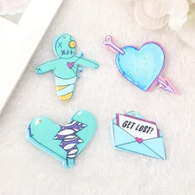 

8Pcs Creepy Valentine Charms Acrylic Pastel Goth Pendant Jewlery Findings For Earring Necklace Diy