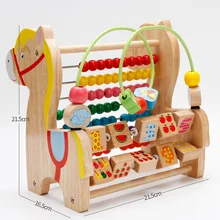 Мультяшная деревянная лошадь компьютерная рамка для раннего обучения обучающие игрушки троянская лошадь круглый шарик расчет Цельный Детский блок подарок